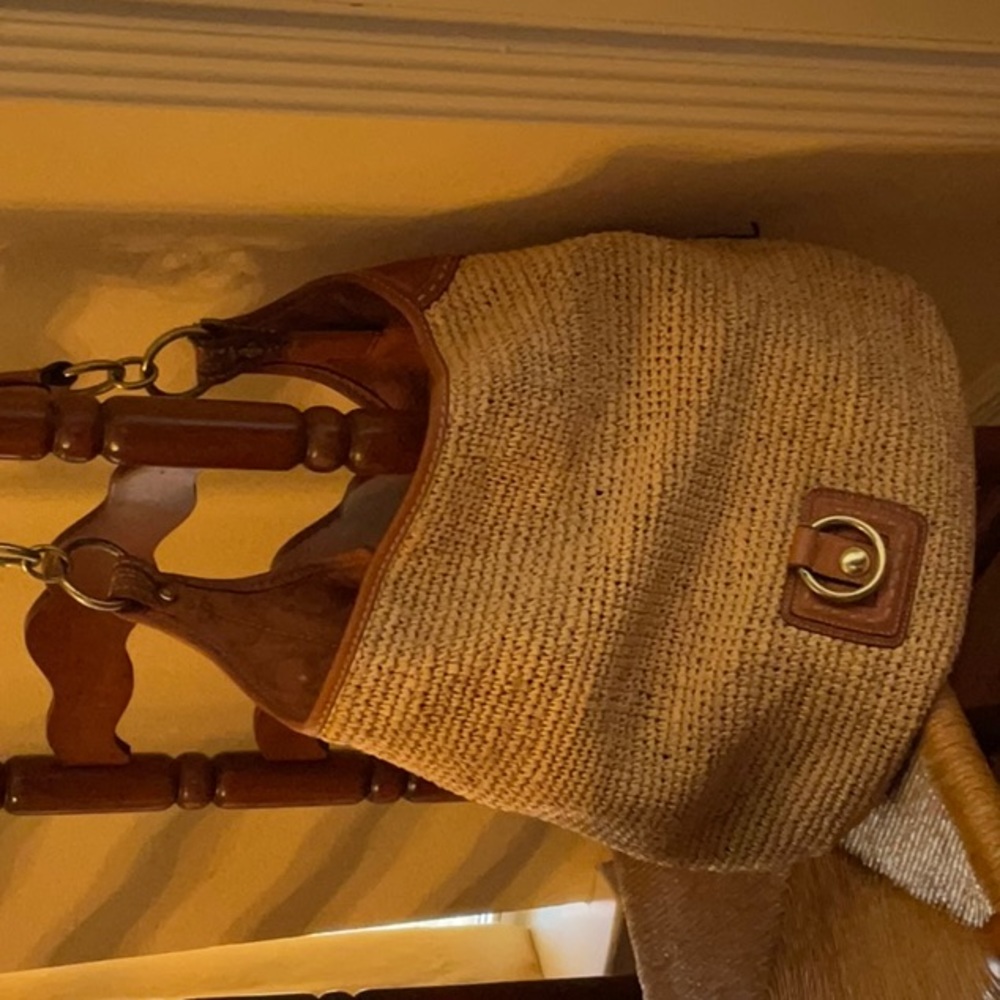 Coach straw and leather bag. Great condition.